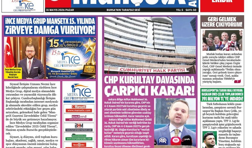 MANŞETX GAZETESİ'NİN  BURSA VE ANKARA'NIN 15.YIL 368. MAYIS SAYILARI ÇIKTI!